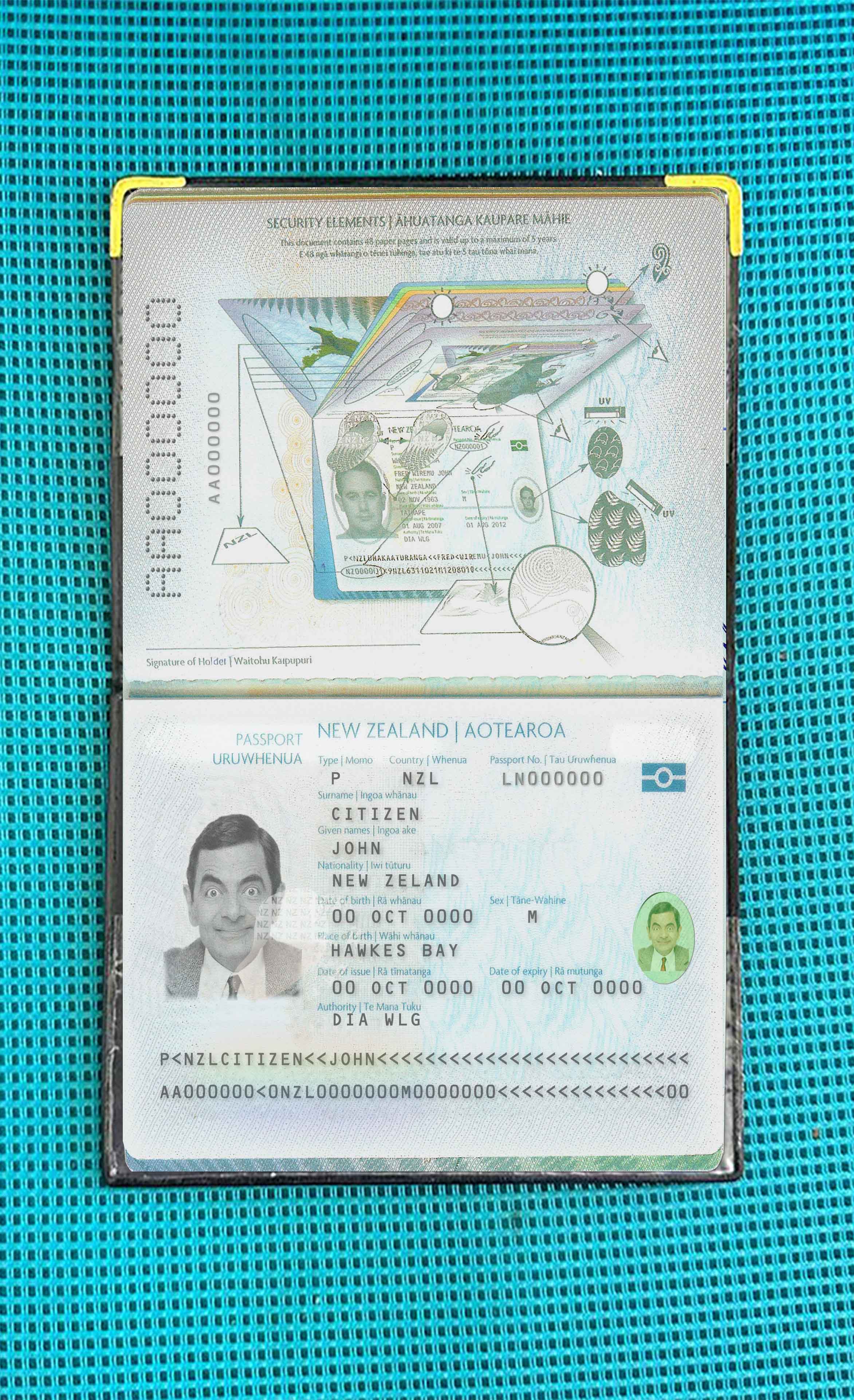 New Zealand passport (2005 present) photo look PSD template